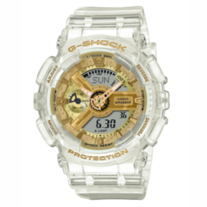 Casio G-Shock GMA-S110SG-7ADR White Strap with Gold Dial Analog-Digital Unisex Watch